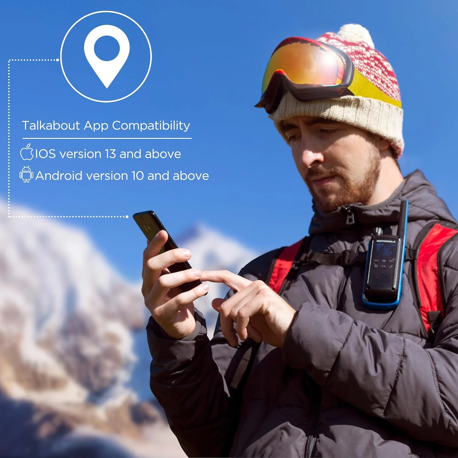 Motorola Solutions Rechargeable 35-Mile Two-Way Radio, Black/Blue - Image 4