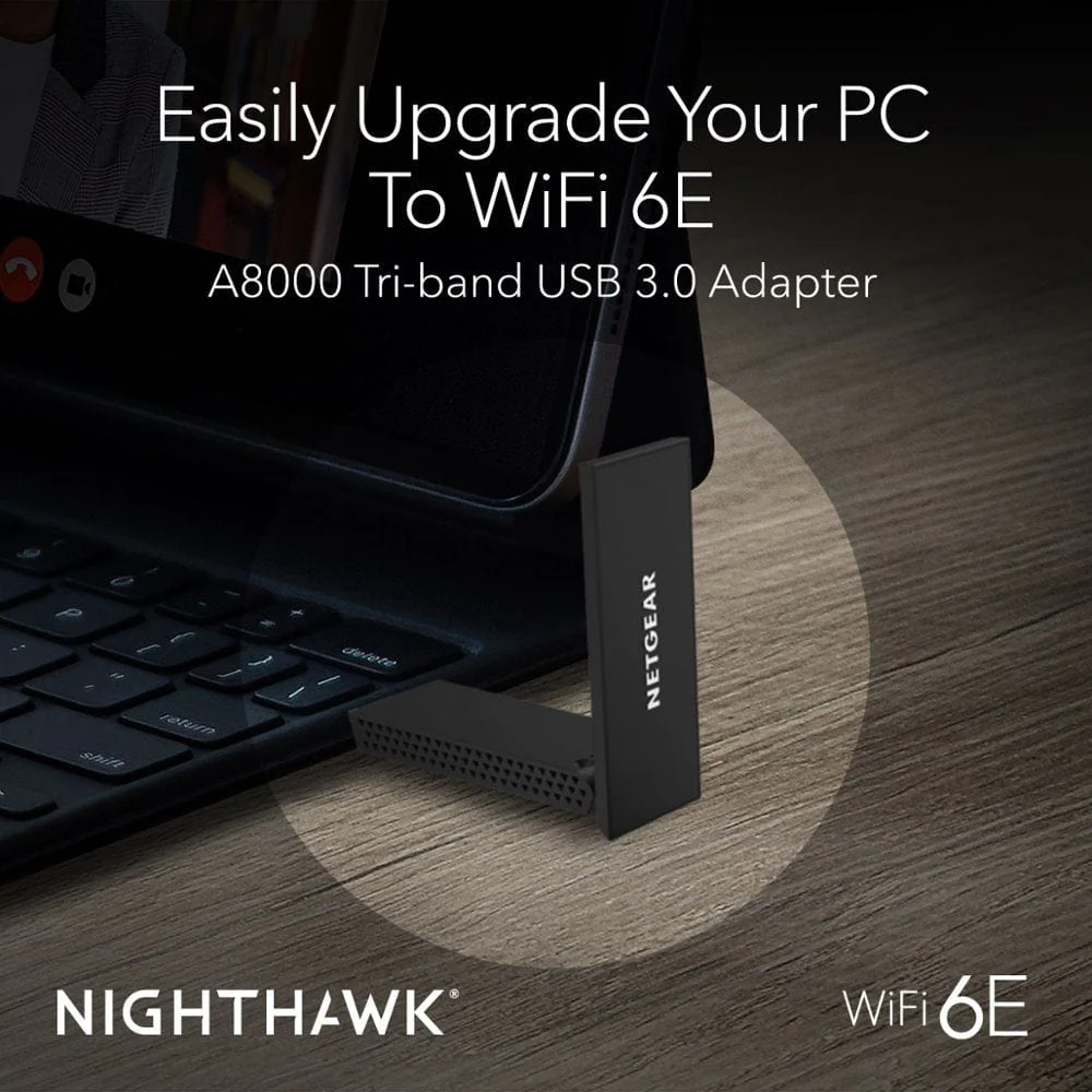 Netgear A8000 Nighthawk AXE3000 Tri-Band Wireless Gigabit Speed Up to 3Gbps WiFi 6 or 6E USB 3.0 Adapter - Certified Refurbished - Image 4