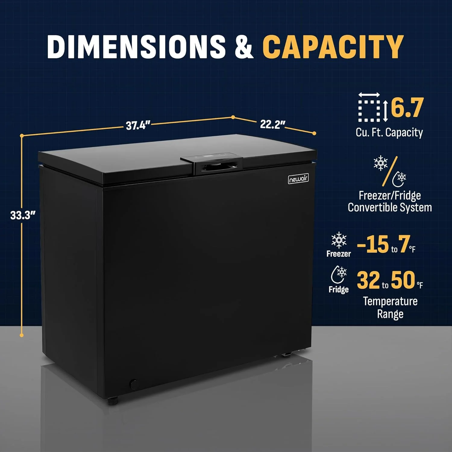 Newair Compact Chest Freezer with Temperature Control, 6.7 Cu. Ft., Black - Certified Refurbished - Image 8
