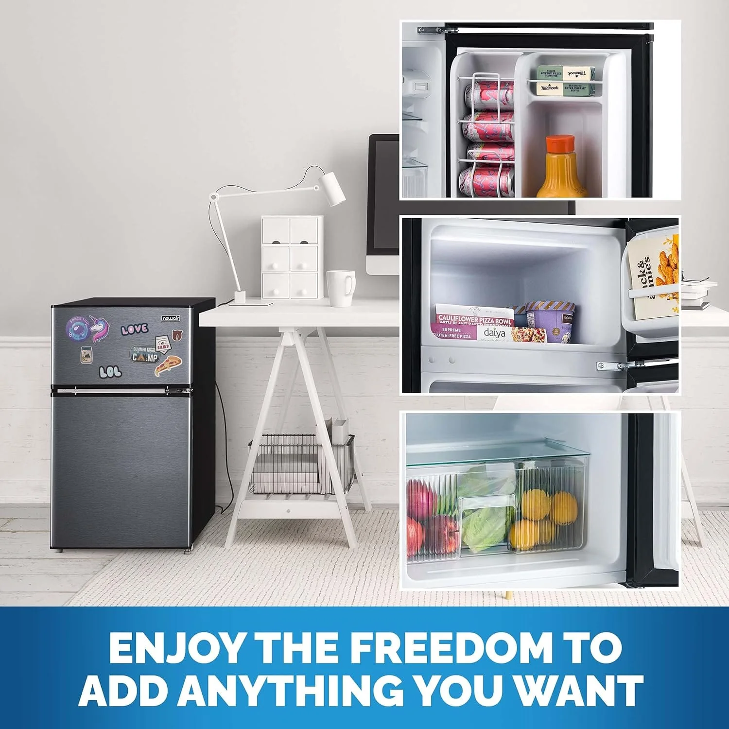 Newair Compact Mini Fridge with Freezer, 3.1 Cu. Ft., Gray - Certified Refurbished - Image 5