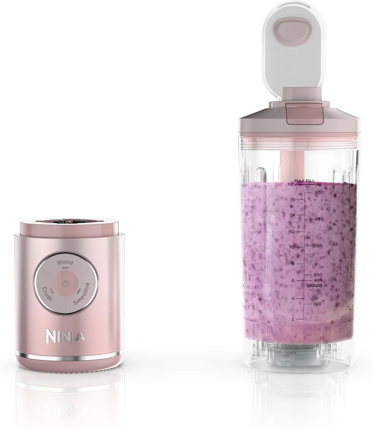 Ninja Blast Max Personal Cordless Blender for Smoothies, Blend, Ice Crush, 22 oz. Twist & Go, Pink - Certified Refurbished
