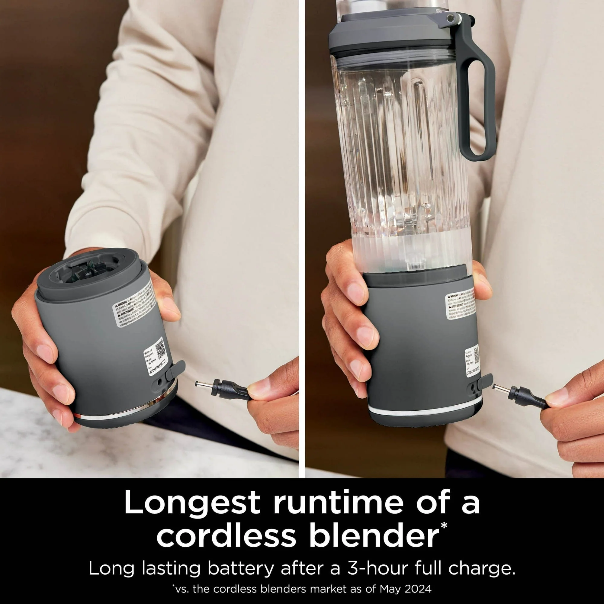 Ninja Blast Max Personal Cordless Blender for Smoothies, Frozen Drinks, Ice Crush, 20 oz. Twist & Go, Gray - Certified Refurbished - Image 2