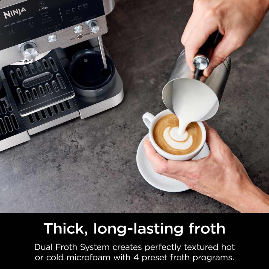 Ninja Luxe Café Premier Series Espresso Machine, Drip Coffee, Cold Brew, Grinder, Tamper, Frother, Silver - Certified Refurbished - Image 8