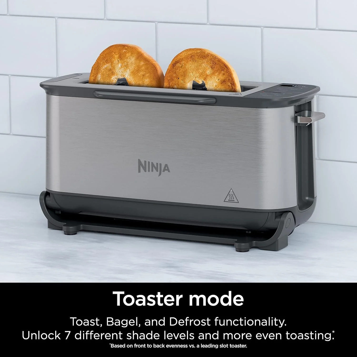 Ninja ST101 Foodi 2-in-1 Flip Toaster, 2-Slice Capacity, Compact Toaster Oven, Snack Maker, Reheat, Defrost, 1500 Watts, 6 Functions, Stainless Steel - Image 3