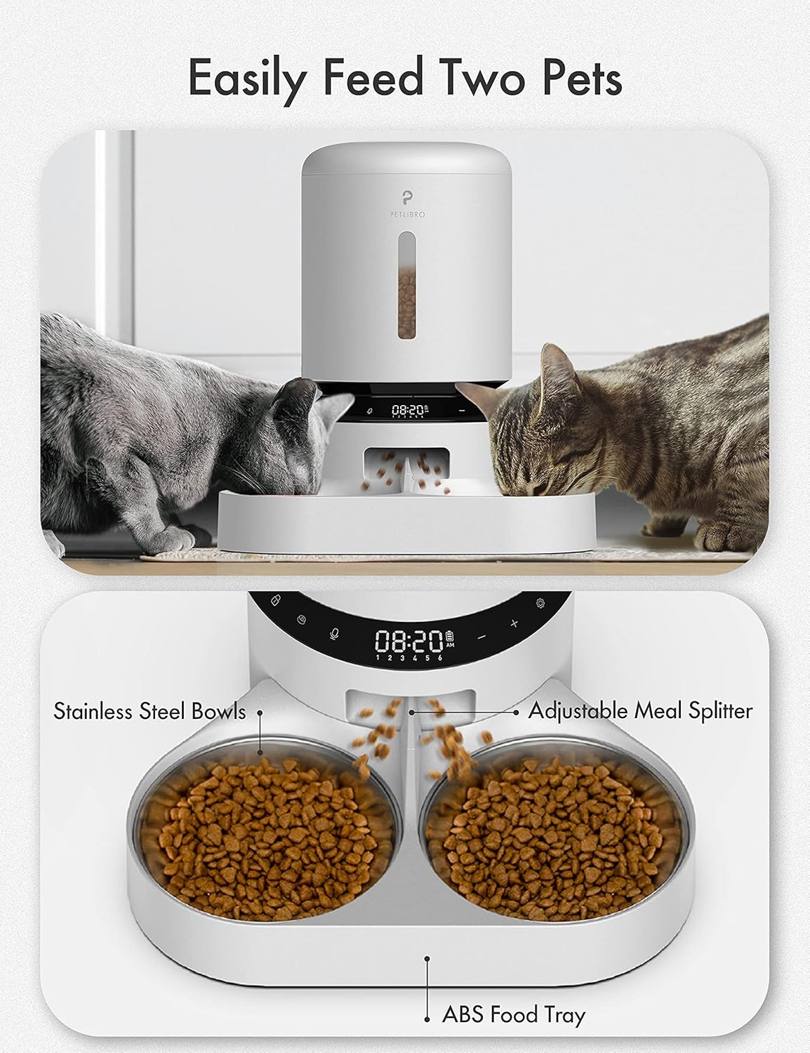 Petlibro Granary 5L Automatic Pet Feeder, Double Tray, White - Certified Refurbished - Image 2