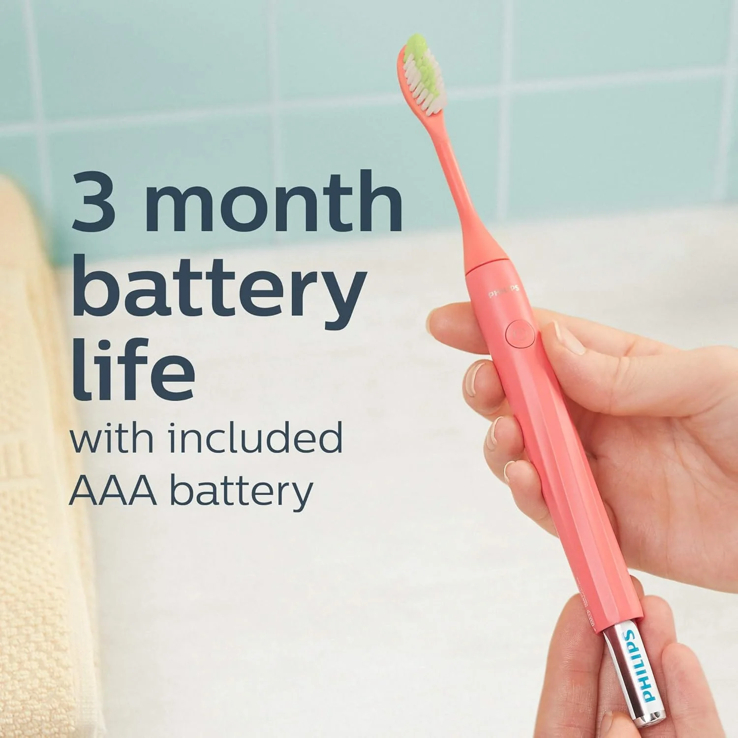 Philips One by Sonicare Battery Toothbrush, Miami Coral - Image 3
