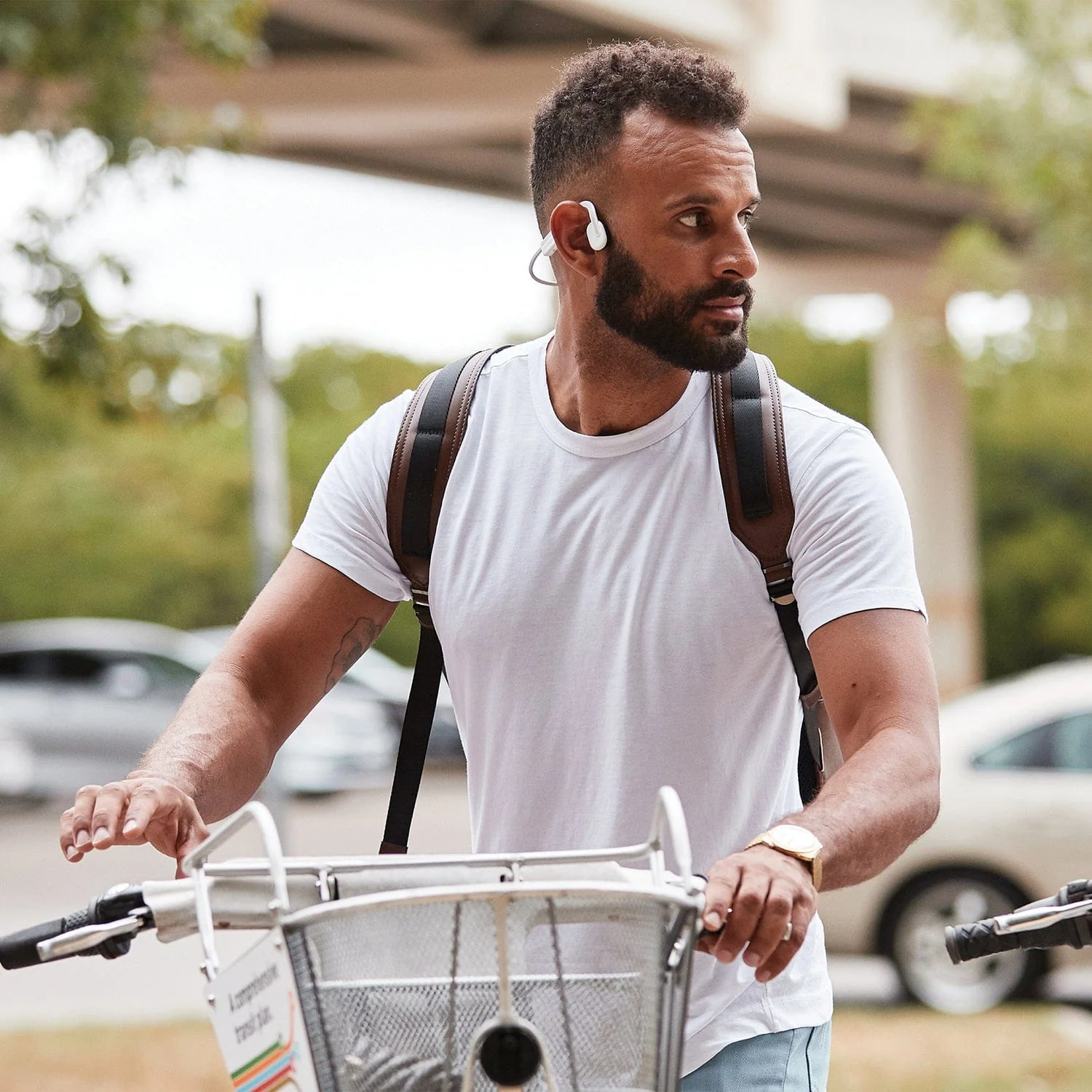 Shokz OpenMove Bone-Conduction Open-Ear Lifestyle Headphones with Microphones, White - Image 2