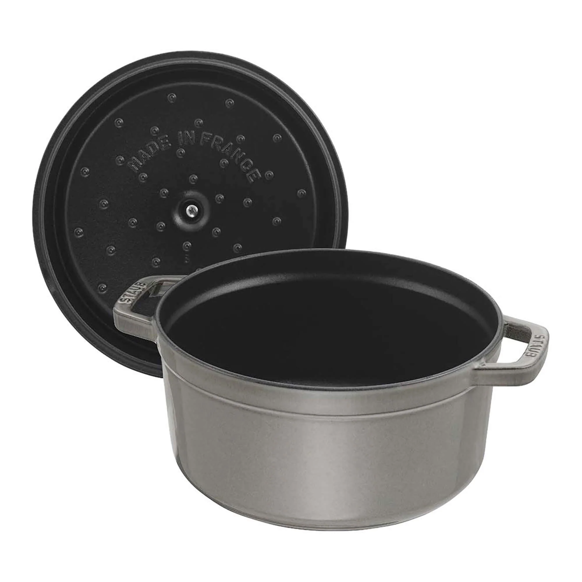 Staub Cast Iron 0.75-qt Round Cocotte - Graphite Grey - Image 2