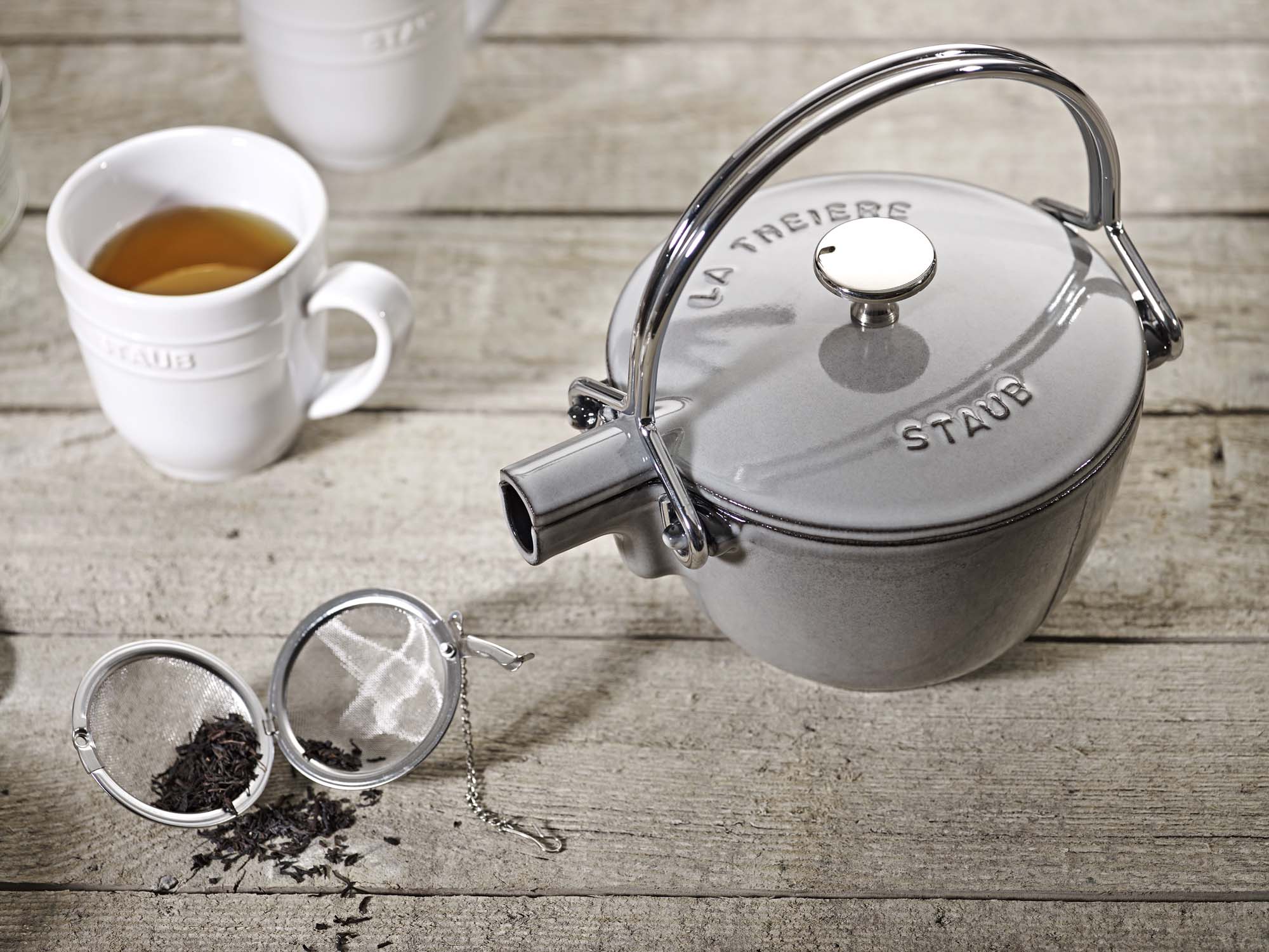 Staub Cast Iron 1-qt Round Tea Kettle - Graphite Grey - Image 2