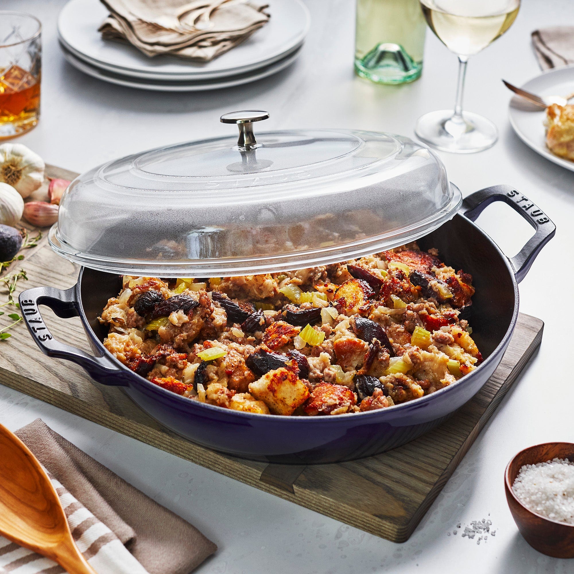 Staub Cast Iron 3.5-qt Braiser with Glass Lid - Dark Blue - Image 4