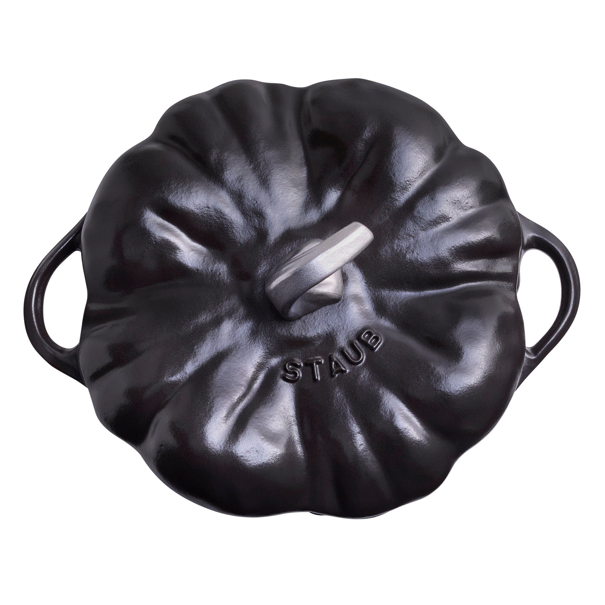 Staub Cast Iron 3.5-qt Pumpkin Cocotte with Stainless Steel Knob - Black - Image 4