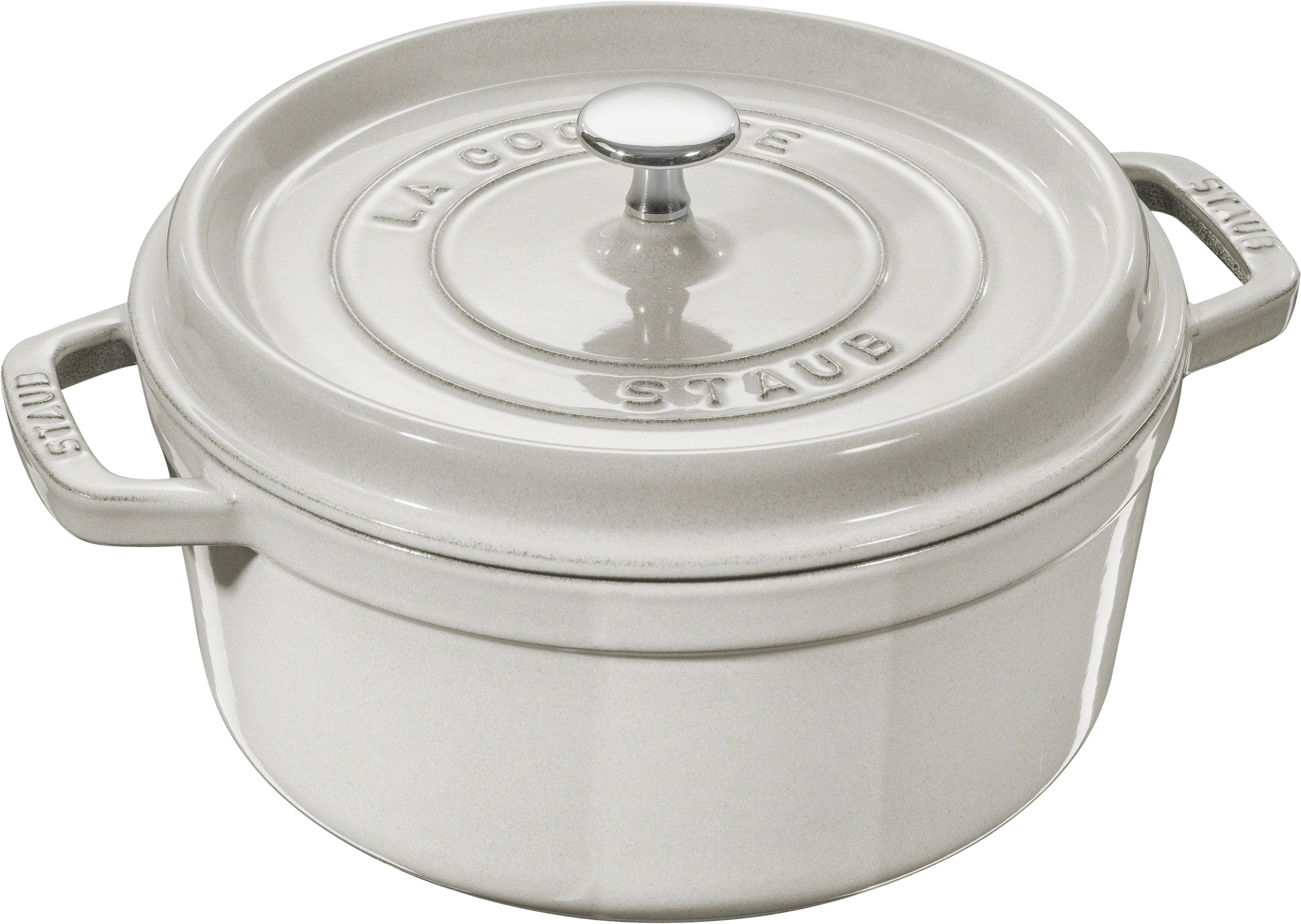 Staub Cast Iron 5.5-qt Round Cocotte, Dutch Oven - White Truffle