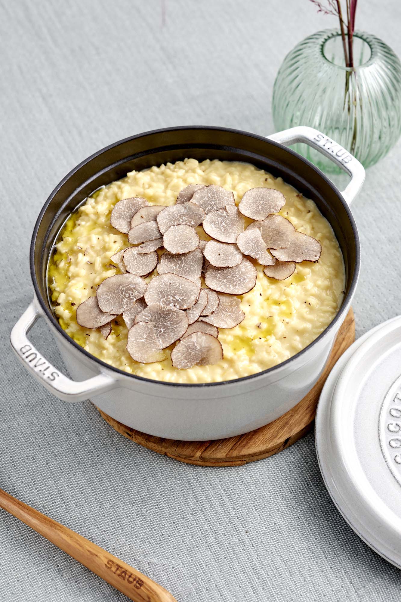 Staub Cast Iron 5.5-qt Round Cocotte, Dutch Oven - White Truffle - Image 2