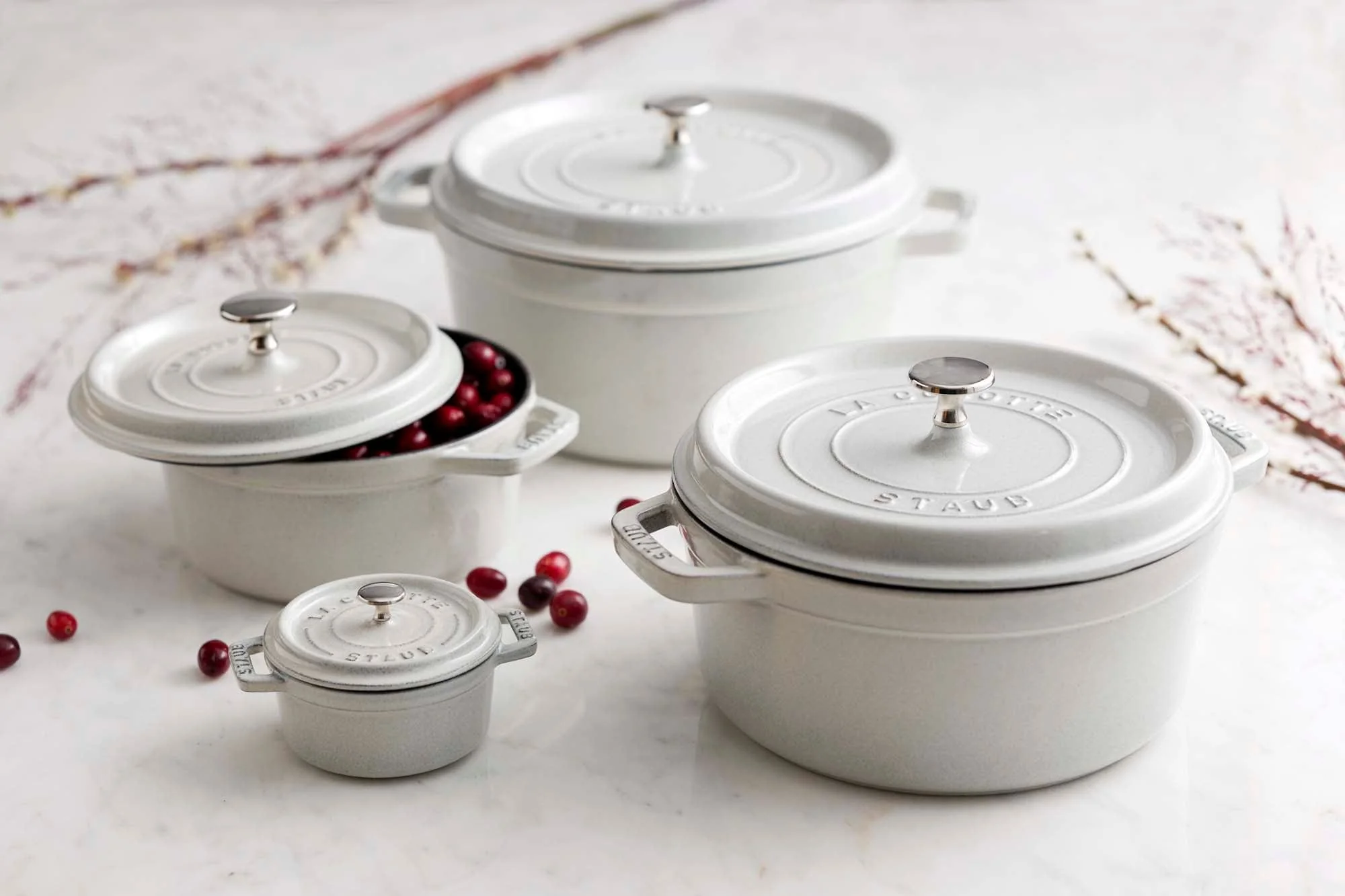 Staub Cast Iron 5.5-qt Round Cocotte, Dutch Oven - White Truffle - Image 4