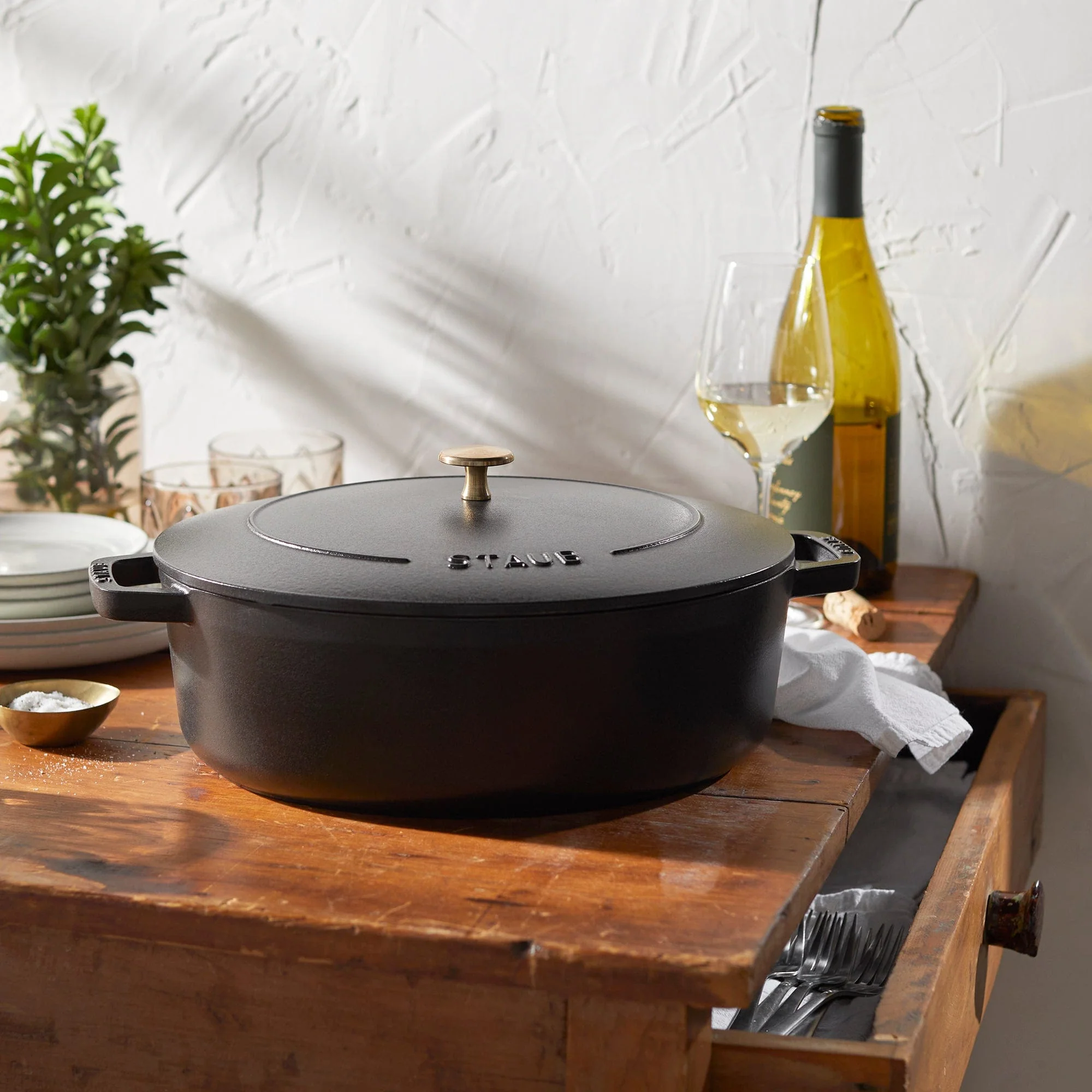 Staub Cast Iron 6.25-qt Shallow Oval Dutch Oven - Black - Image 2