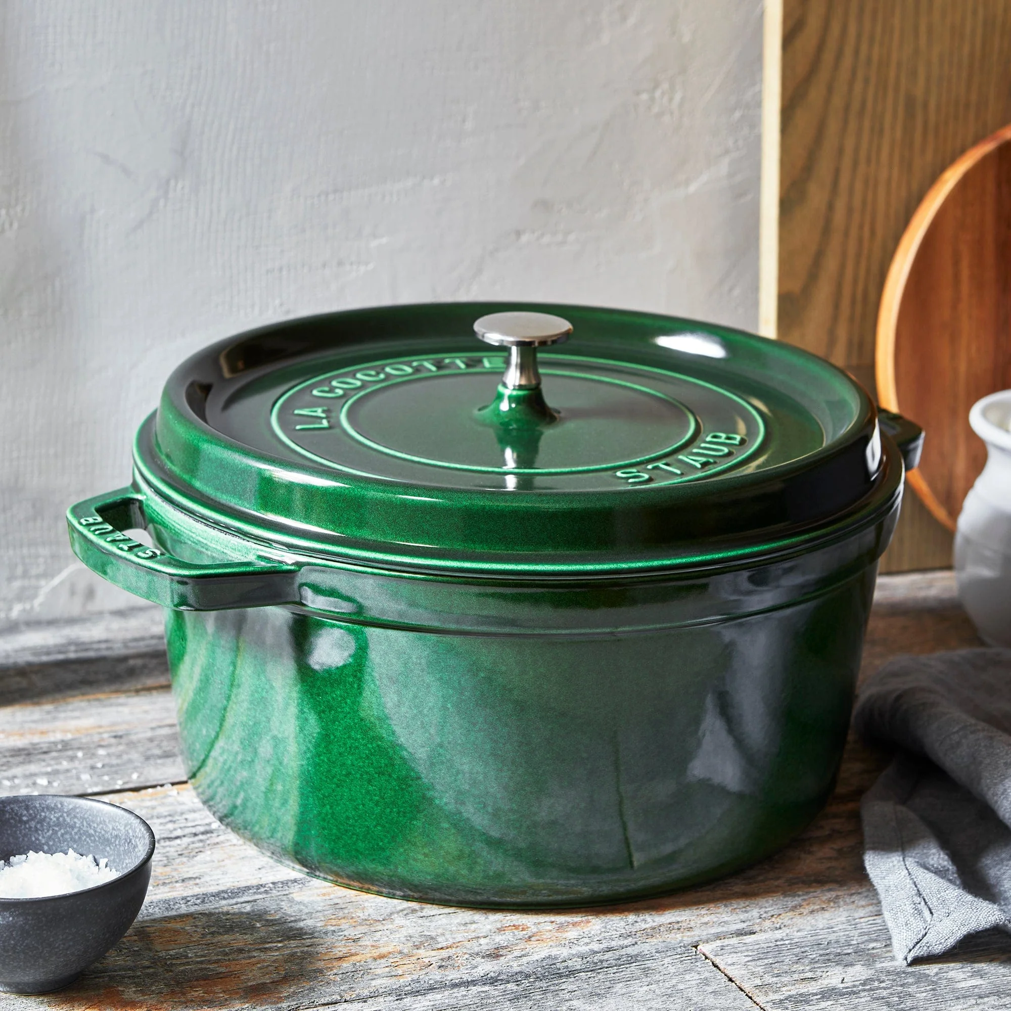 Staub Cast Iron 7-qt Round Cocotte, Dutch Oven - Basil - Image 2