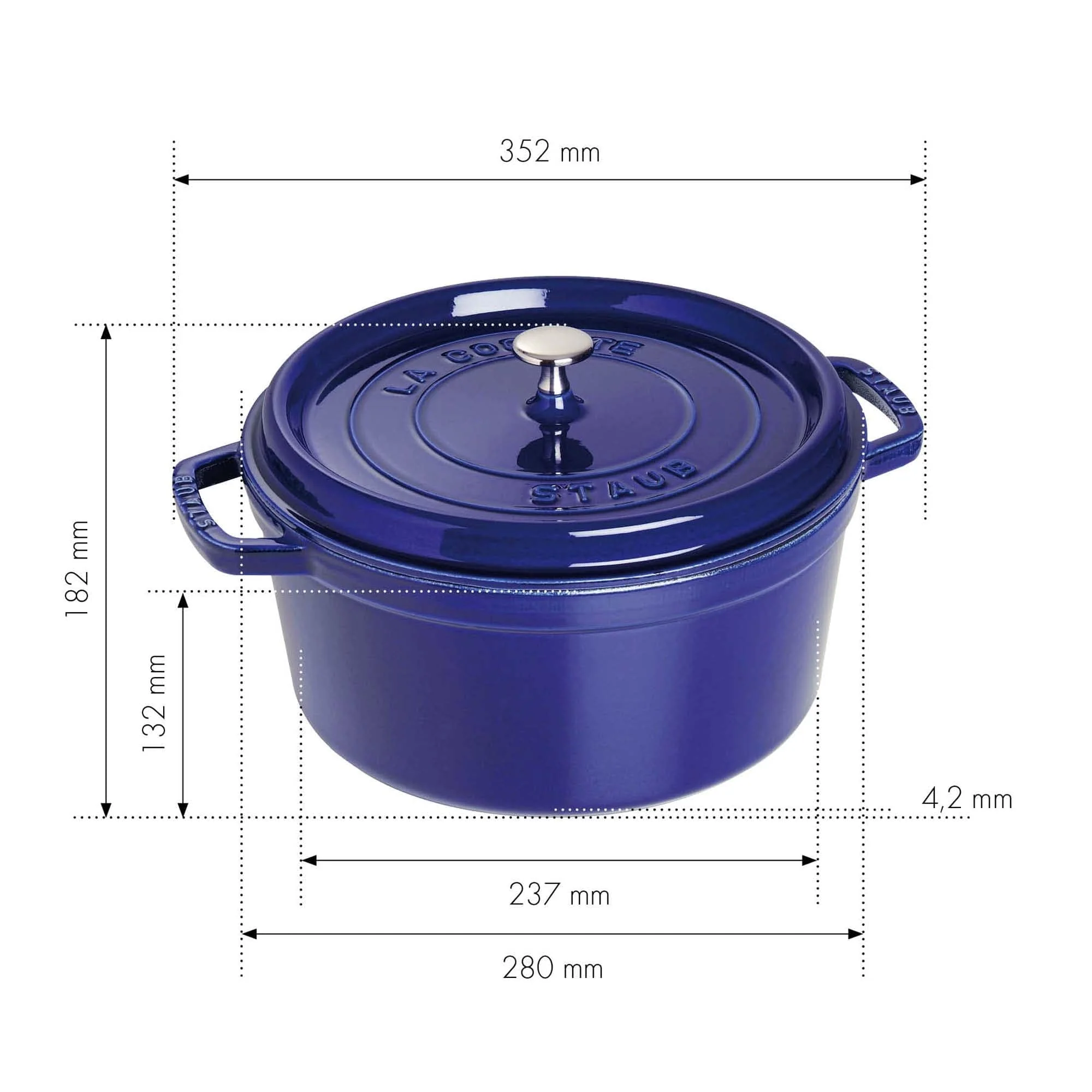 Staub Cast Iron 7-qt Round Cocotte, Dutch Oven - Dark Blue - Image 3