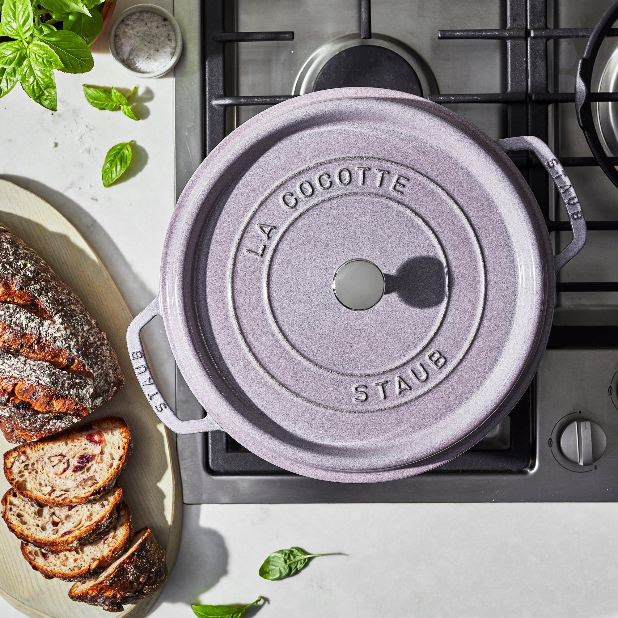 Staub Cast Iron 7-qt Round Cocotte, Dutch Oven - Lilac - Image 3