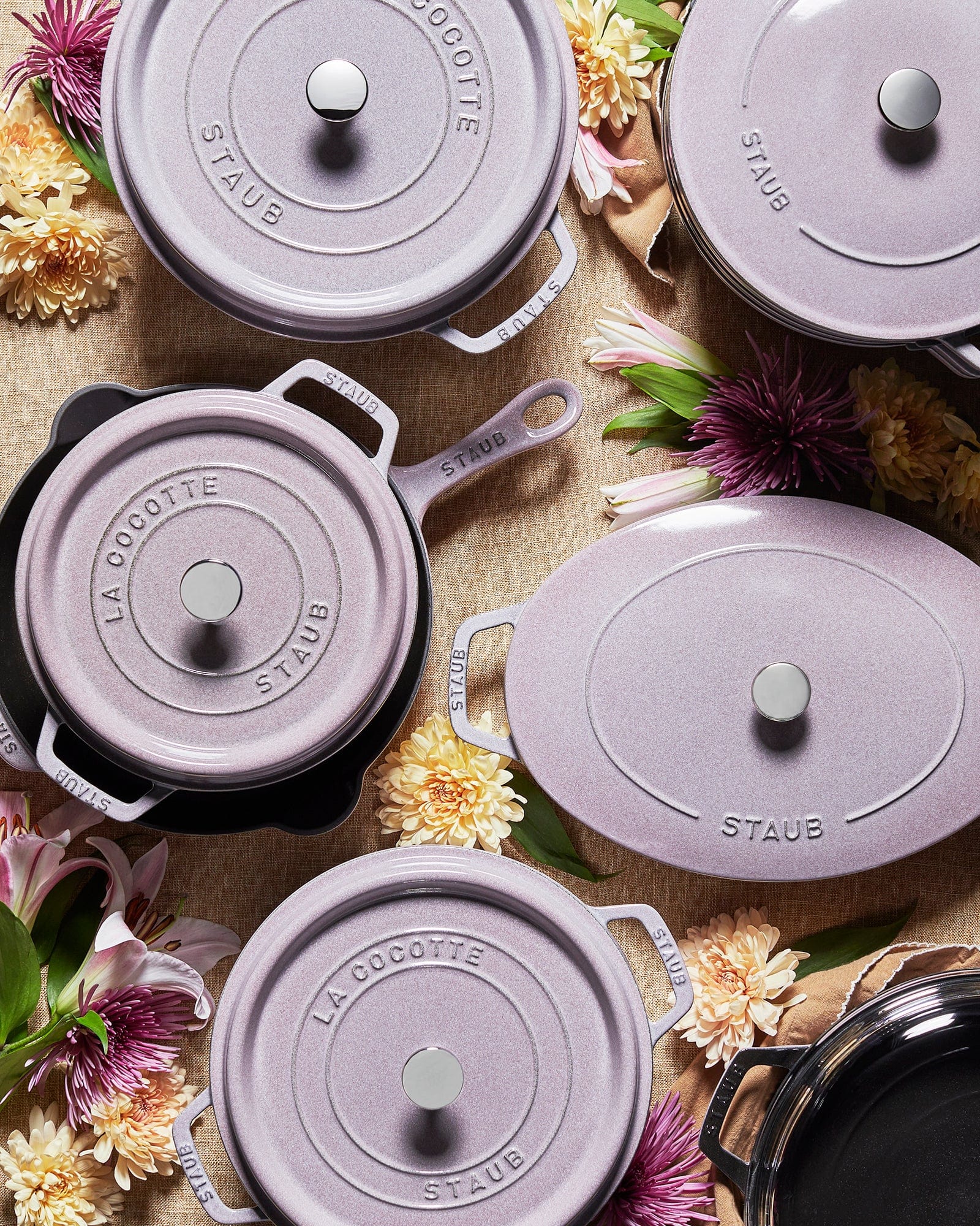 Staub Cast Iron 7-qt Round Cocotte, Dutch Oven - Lilac - Image 5
