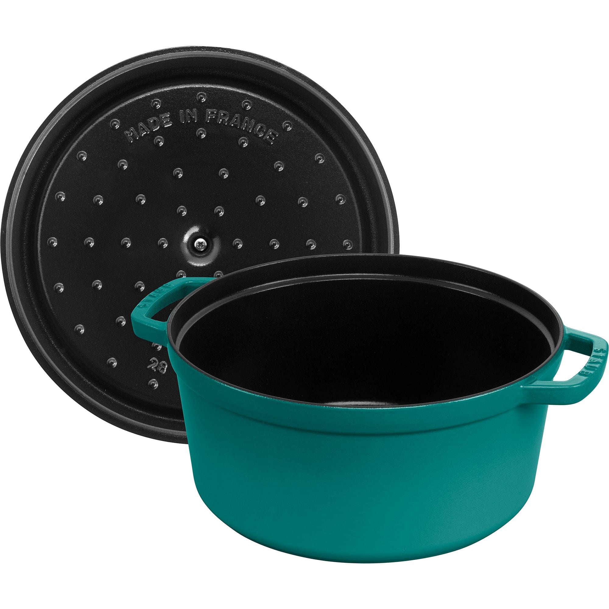 Staub Cast Iron 7-qt Round Cocotte, Dutch Oven - Turquoise - Image 2