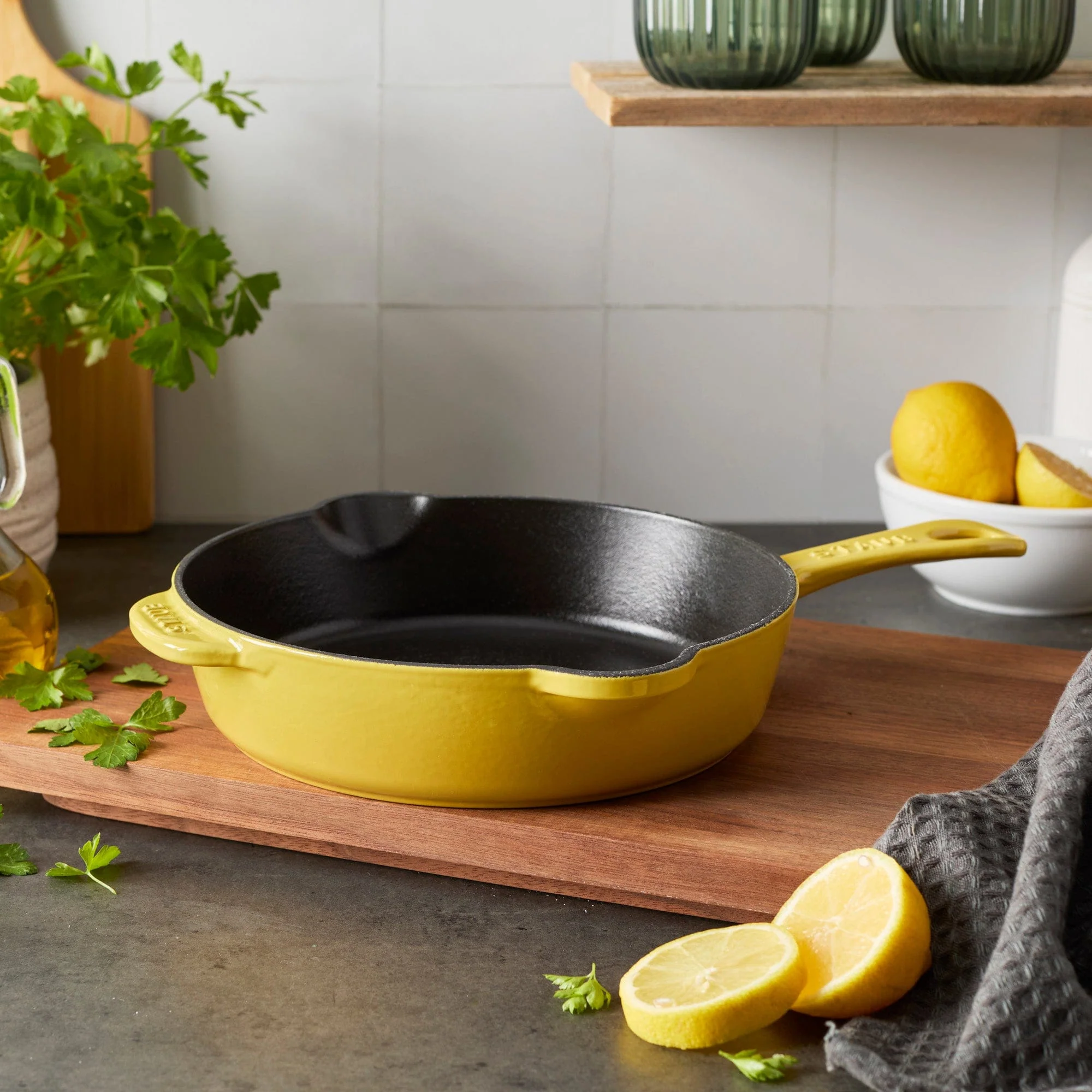 Staub Cast Iron 8.5-inch Traditional Deep Skillet - Citron - Image 2