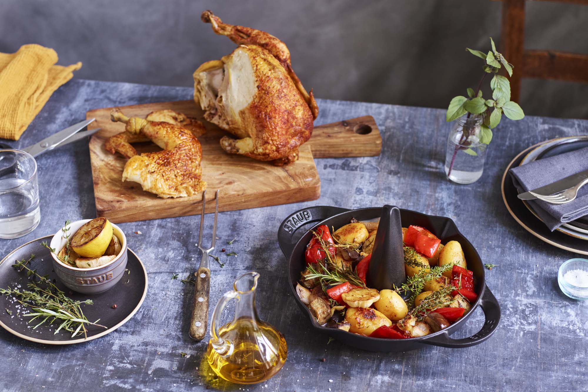 Staub Cast Iron 9.5-inch Vertical Chicken Roaster - Matte Black - Image 5