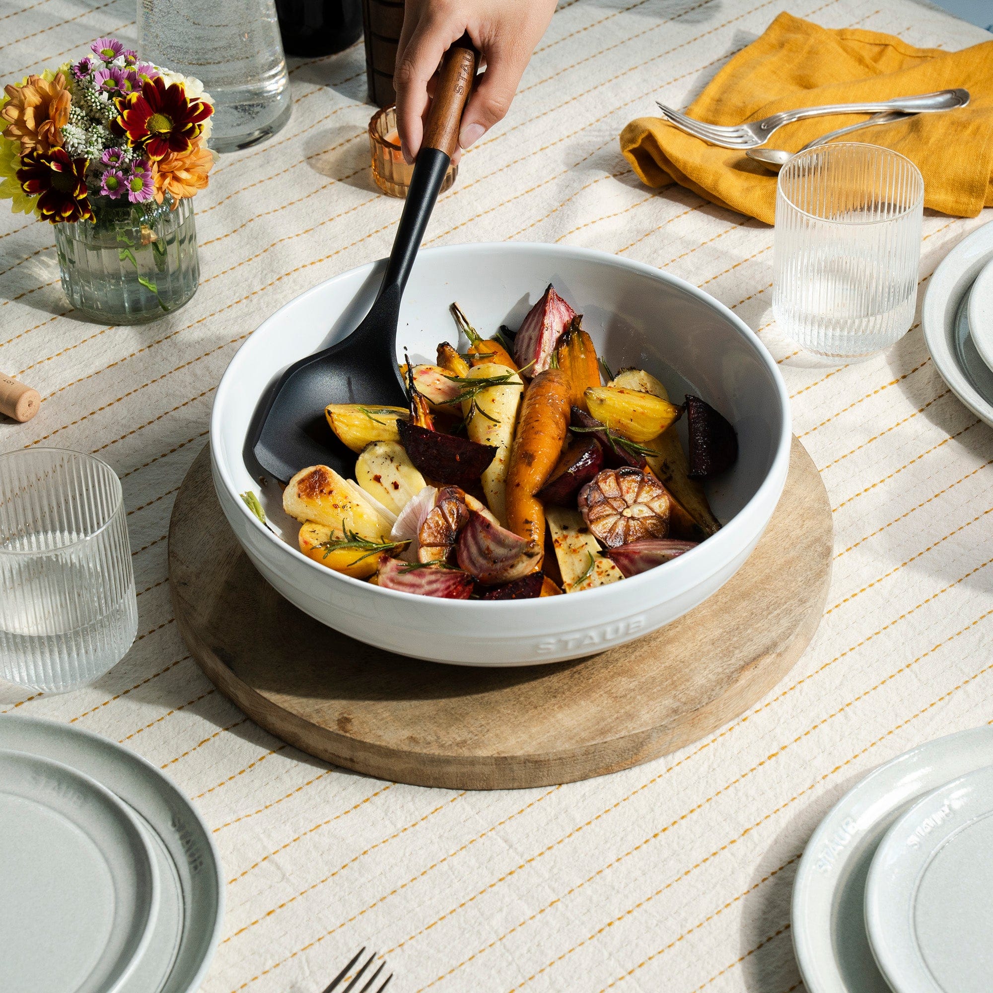 Staub Ceramic 11.5-inch Shallow Serving Bowl - White - Image 4