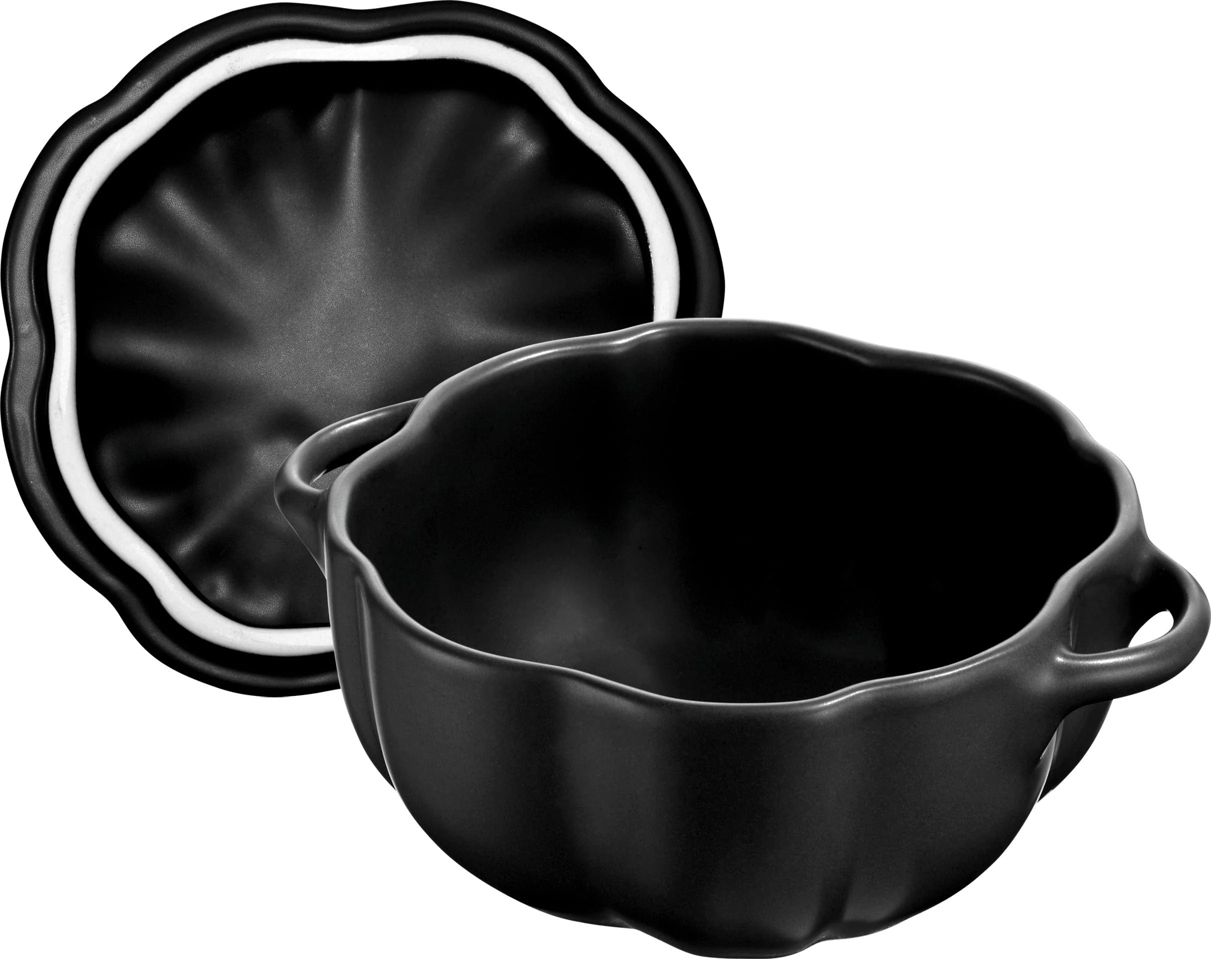 Staub Ceramic 16-oz Petite Pumpkin Cocotte - Matte Black - Image 4