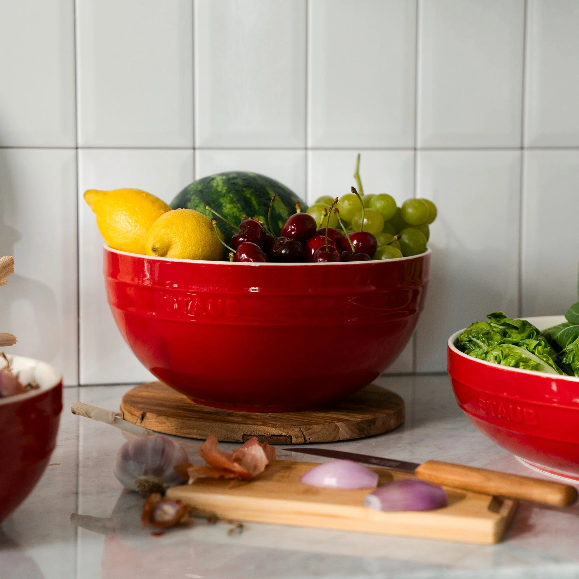 Staub Ceramic 2-pc Nested Mixing Bowl Set - Cherry - Image 4