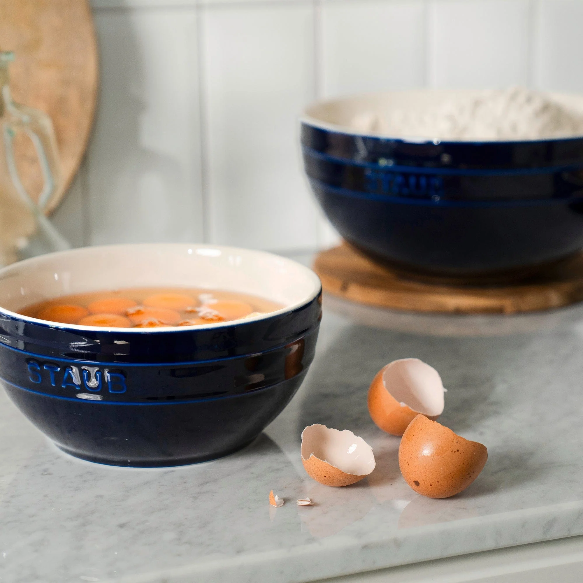 Staub Ceramic 2-pc Nested Mixing Bowl Set - Dark Blue - Image 2