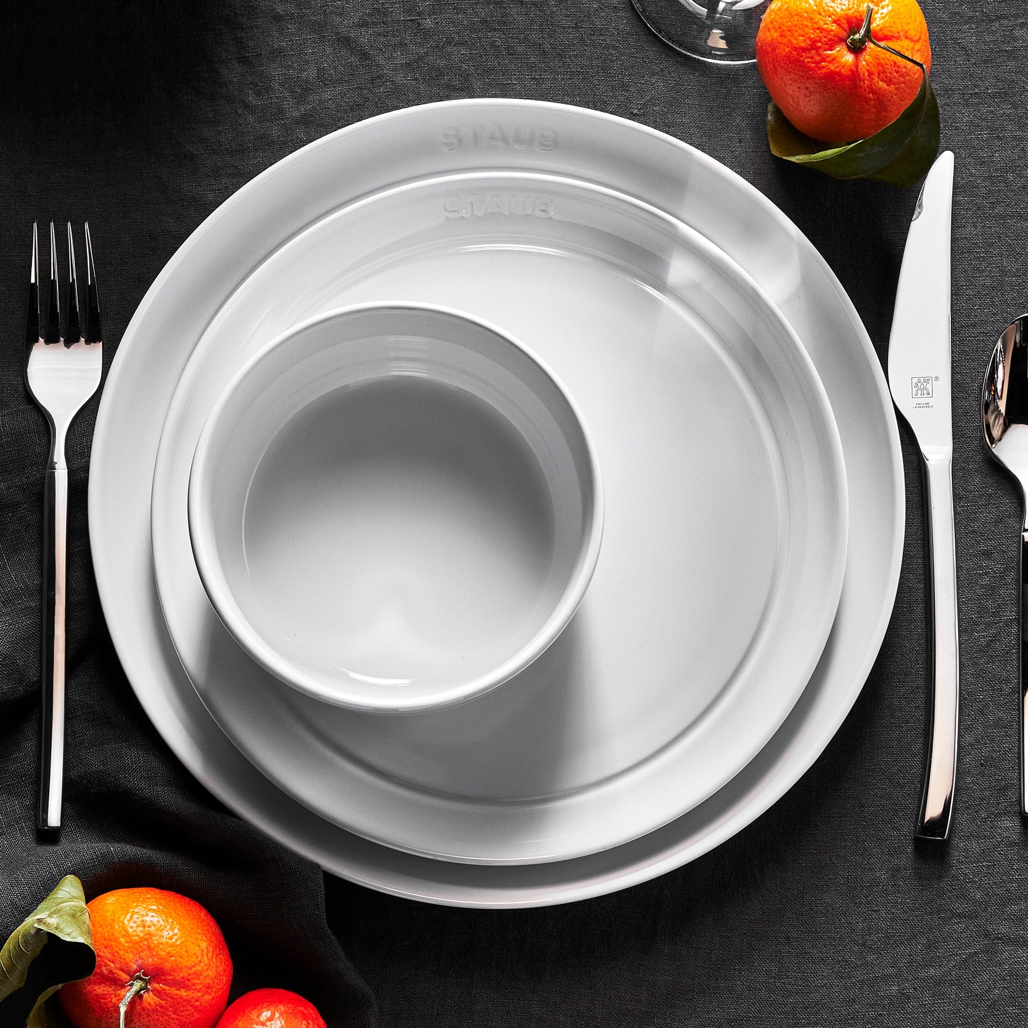 Staub Ceramic Dinnerware 12-pc Set - White - Image 3