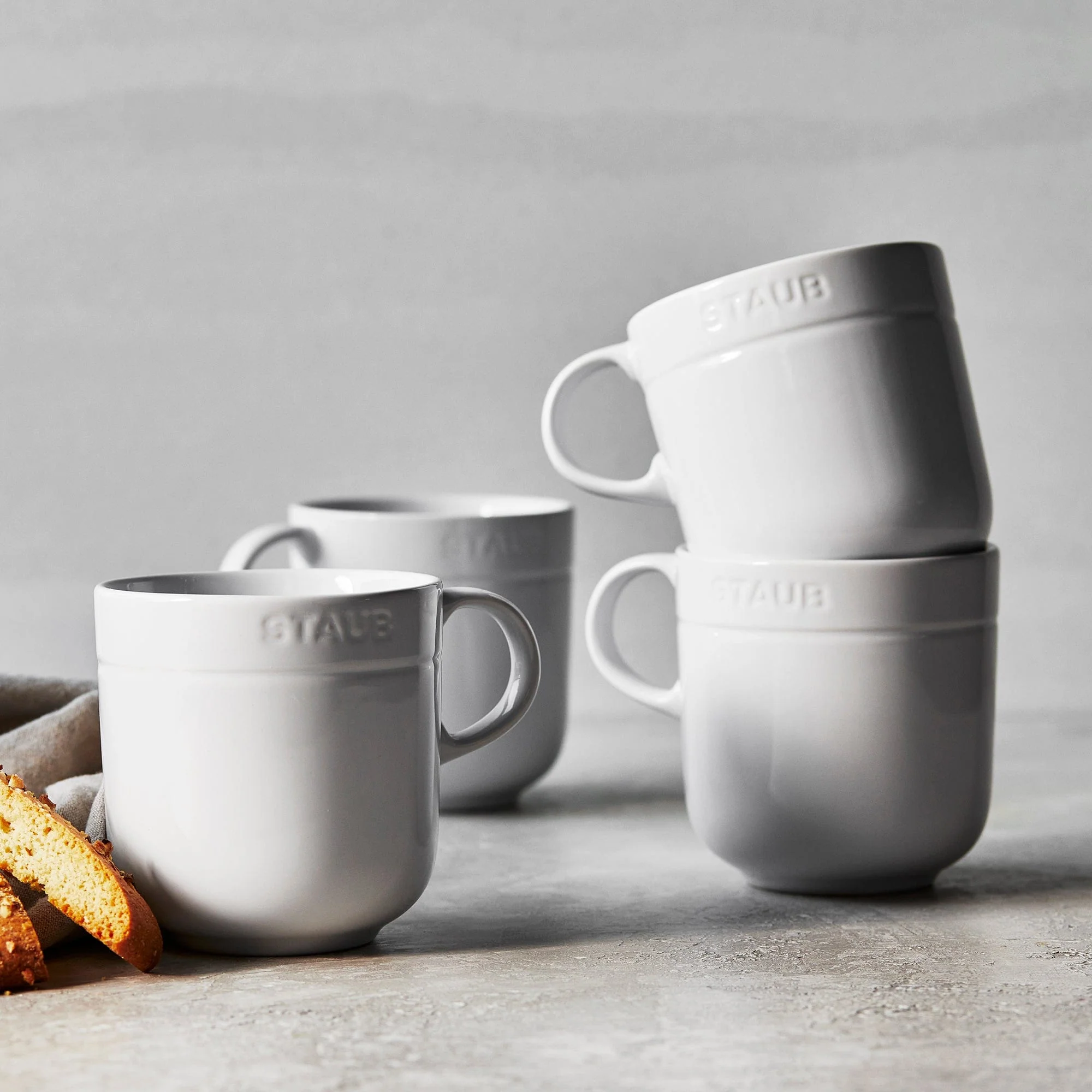 Staub Ceramic Dinnerware 4-pc 16 oz. Mug Set - White - Image 2