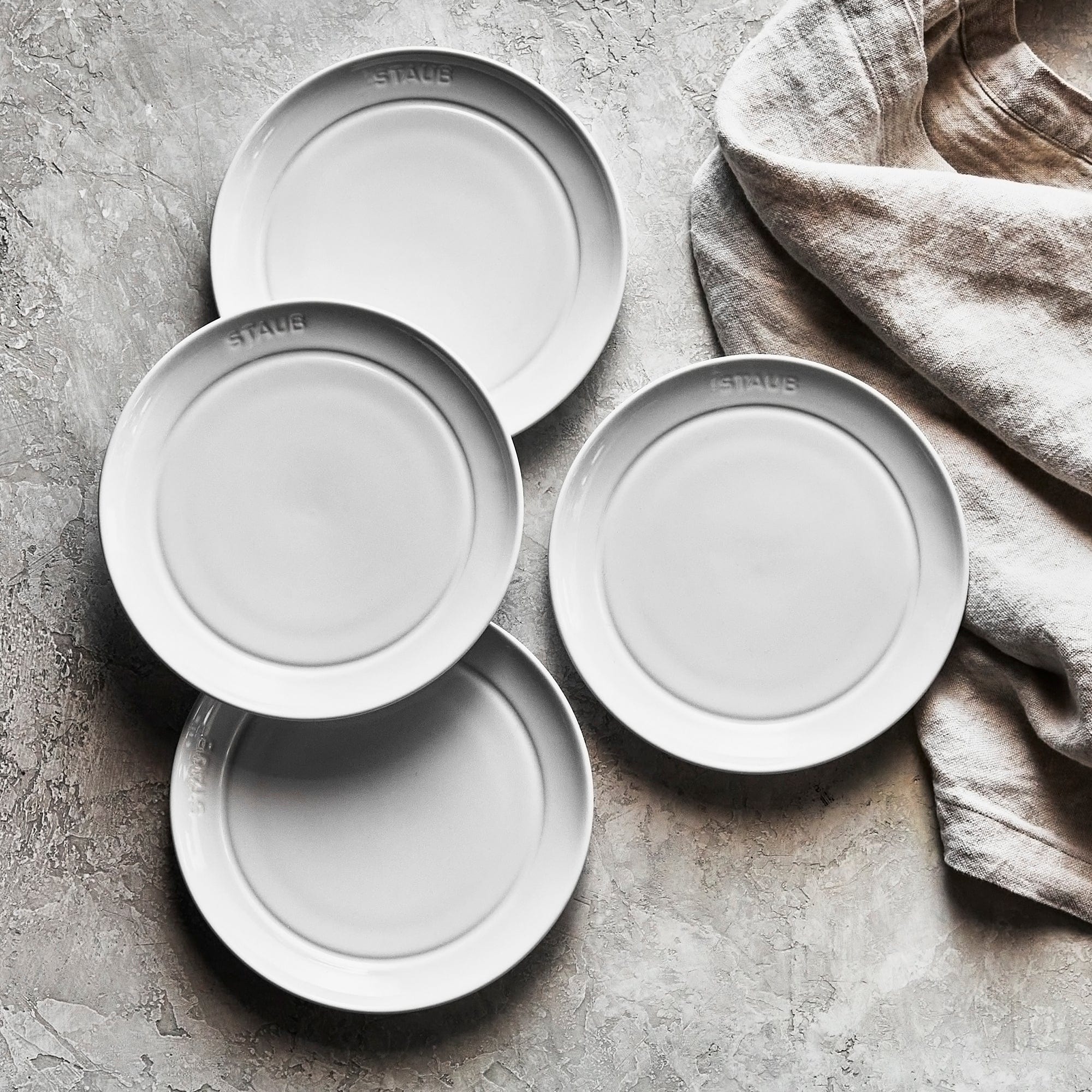 Staub Ceramic Dinnerware 4-pc 6-inch Appetizer Plate Set - White - Image 3