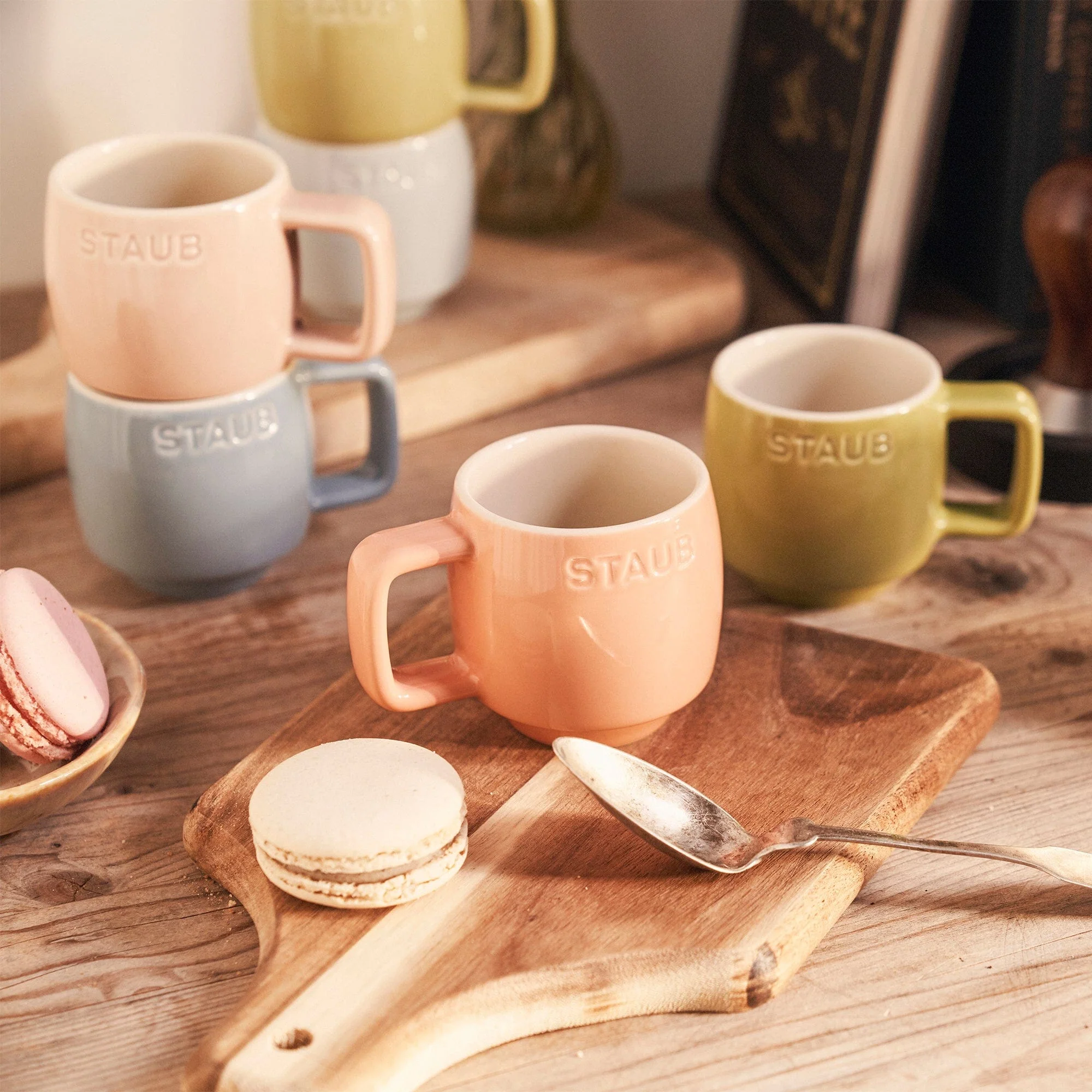 Staub Ceramic Dinnerware 6-pc 3.5 oz. Espresso Cups - Macaron Pastels - Image 3