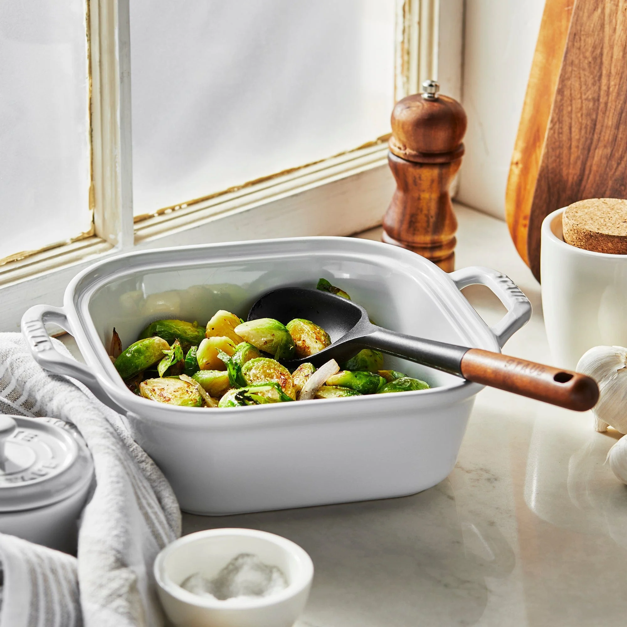 Staub Silicone Serving Spoon, BPA-Free Cooking Utensil with Wood Handle - Image 2