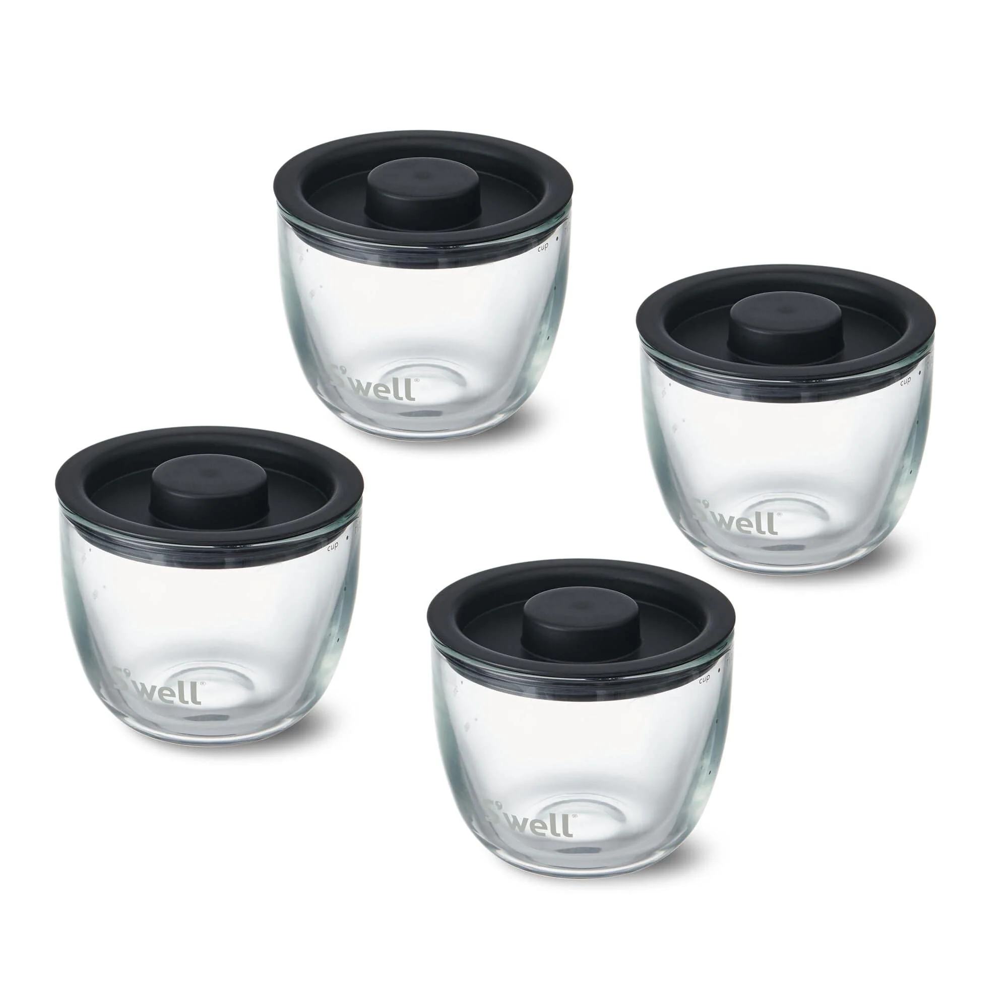 S'well Glass Meal Prep Bowls, Set of 4, 12 oz Leakproof Lids, Microwave and Dishwasher Safe, BPA-Free