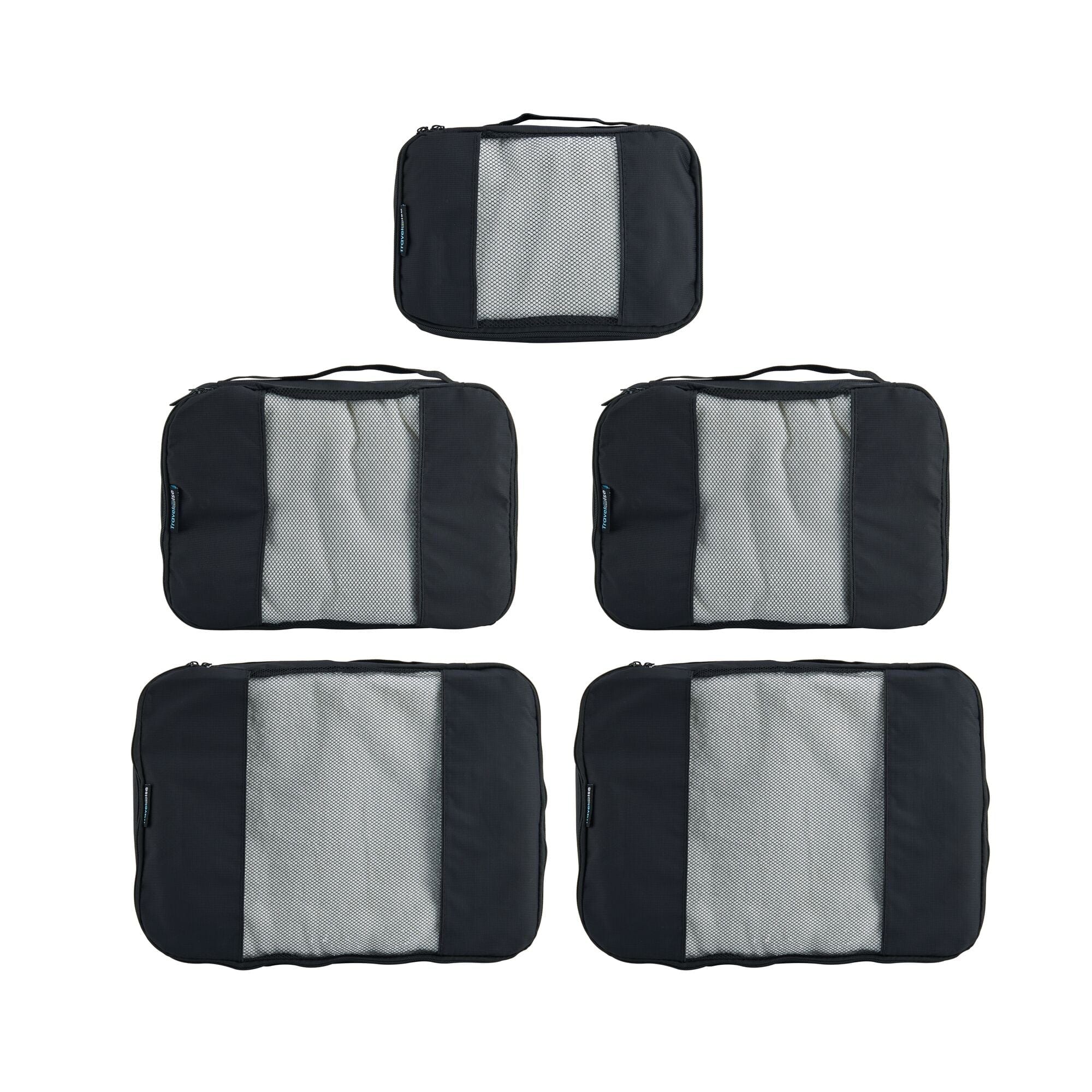 TravelWise Luggage Packing Organization Cubes 5 Pack, Black, 1 Small, 2 Medium, 2 Large - Image 2