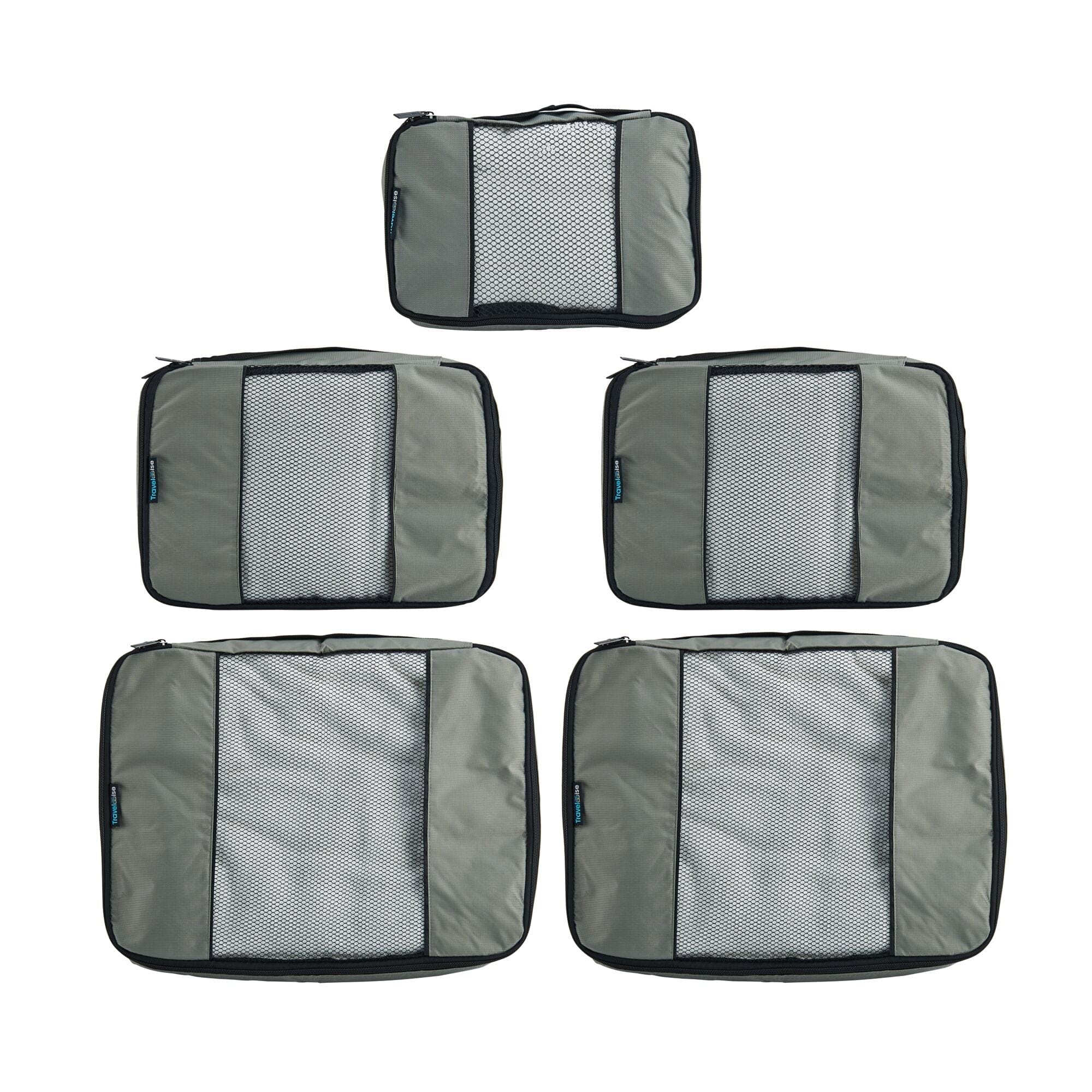 TravelWise Luggage Packing Organization Cubes 5 Pack, Silver, 1 Small, 2 Medium, 2 Large - Image 2