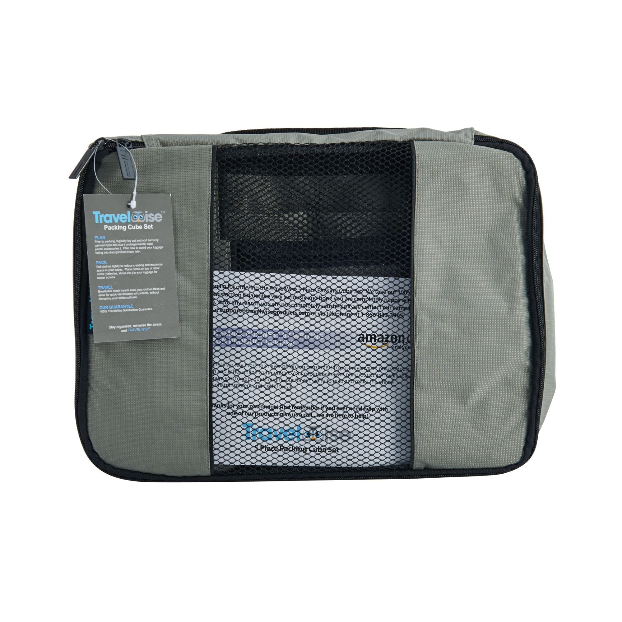 TravelWise Luggage Packing Organization Cubes 5 Pack, Silver, 1 Small, 2 Medium, 2 Large - Image 4