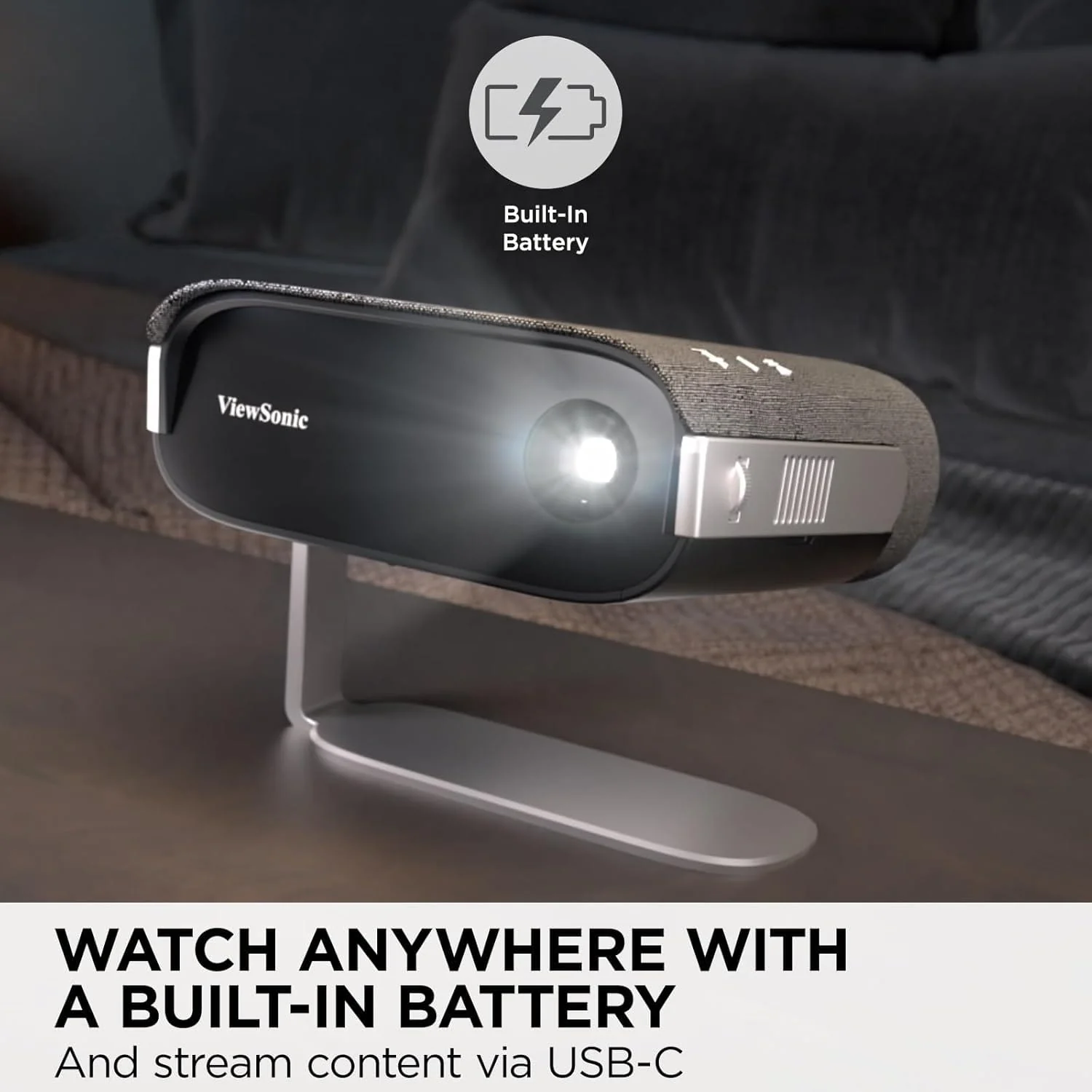 ViewSonic Portable LED Projector with Smart Stand, Harman Kardon Speakers, Black - Certified Refurbished - Image 5