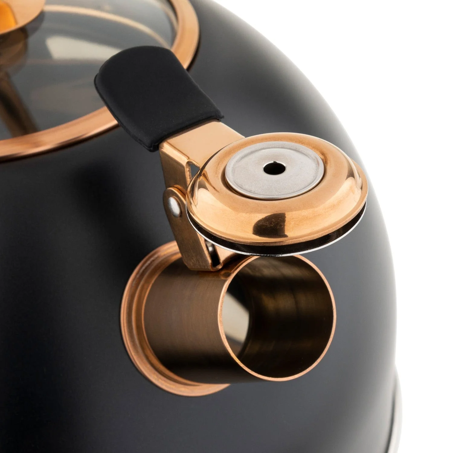 Viking 2.6-qt Stainless Steel Whistling Kettle with 3-Ply Base, Black & Copper - Image 2