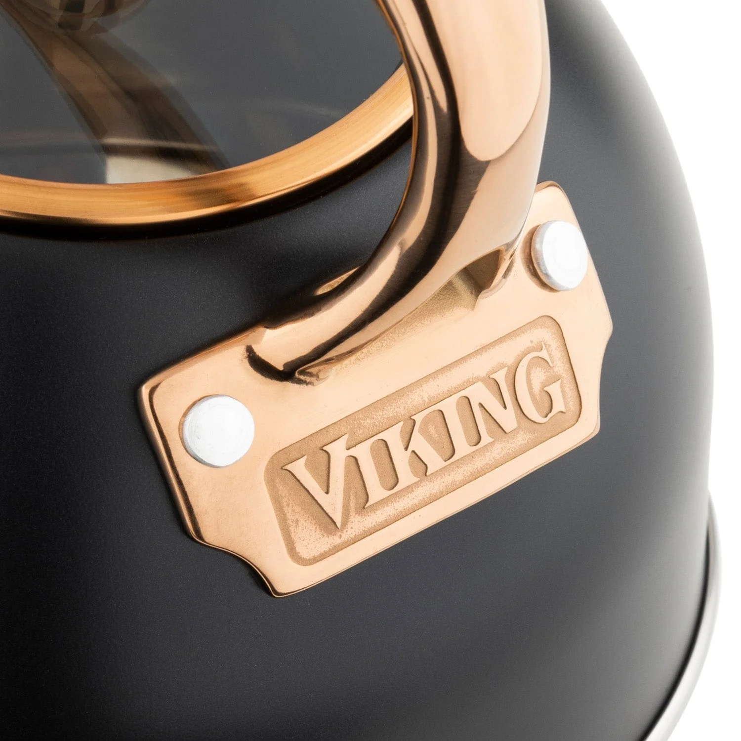 Viking 2.6-qt Stainless Steel Whistling Kettle with 3-Ply Base, Black & Copper - Image 3
