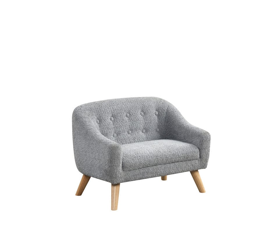 Willow & Hearth Amelia 28"W Gray Chenille Kids Sofa with Tufted Back and Wooden Legs - Image 2