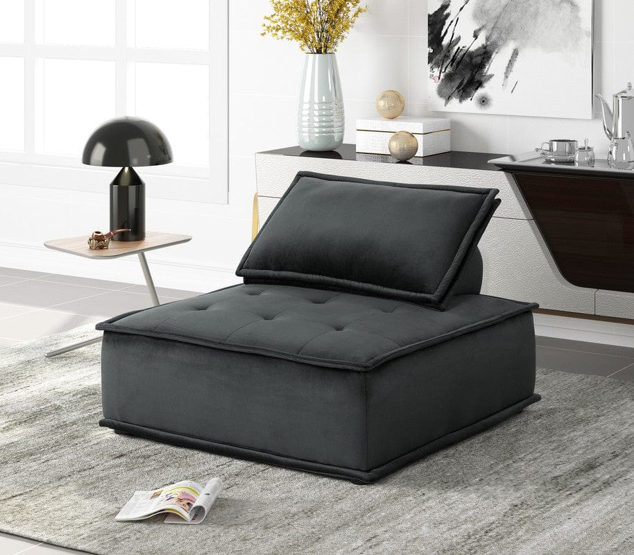 Willow & Hearth Anna 160"W Black Velvet 6-Seater U-Shape Modular Sectional Sofa - Image 3