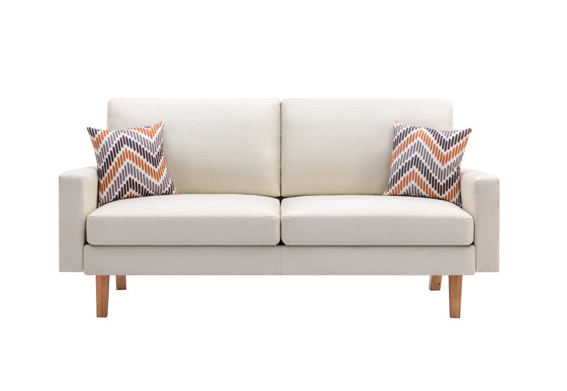 Willow & Hearth Bahamas 70"W Beige Linen Sofa and Chair Set with 2 Throw Pillows - Image 5