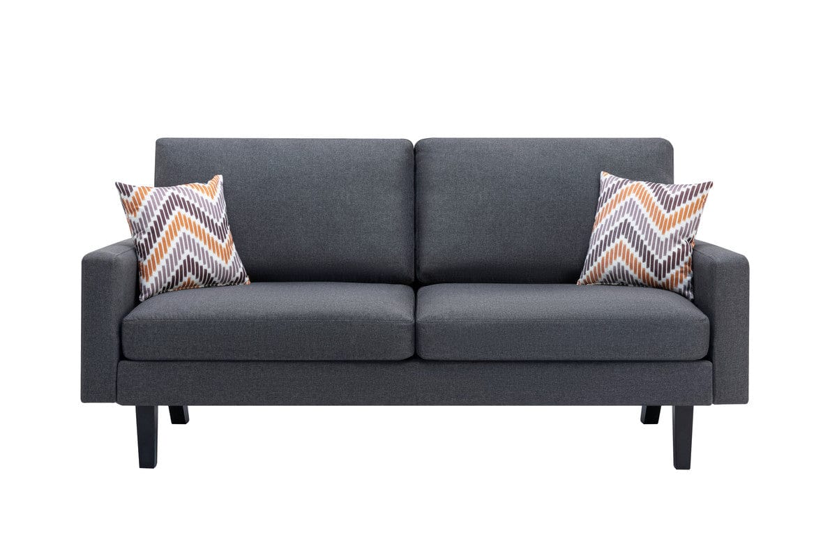 Willow & Hearth Bahamas 70"W Dark Gray Linen Sofa with 2 Throw Pillows - Image 3