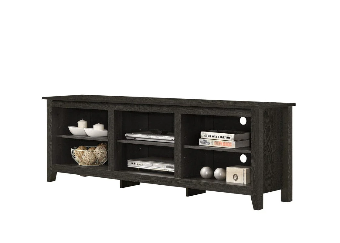 Willow & Hearth Benito Dark Gray 70"W TV Stand with Open Shelves and Cable Management - Image 2