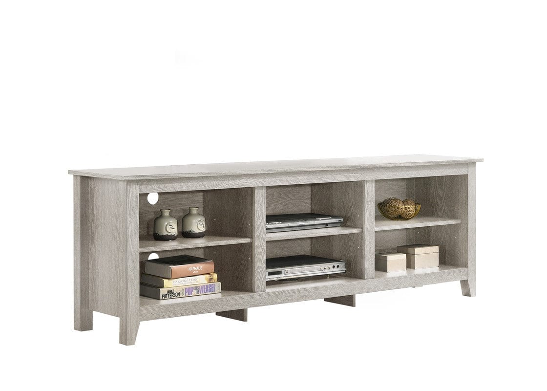 Willow & Hearth Benito Dusty Gray 70"W TV Stand with Open Shelves and Cable Management - Image 2