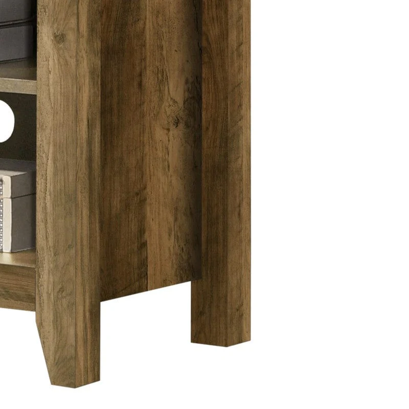 Willow & Hearth Benito Knotty Oak 70"W TV Stand with Open Shelves and Cable Management - Image 5