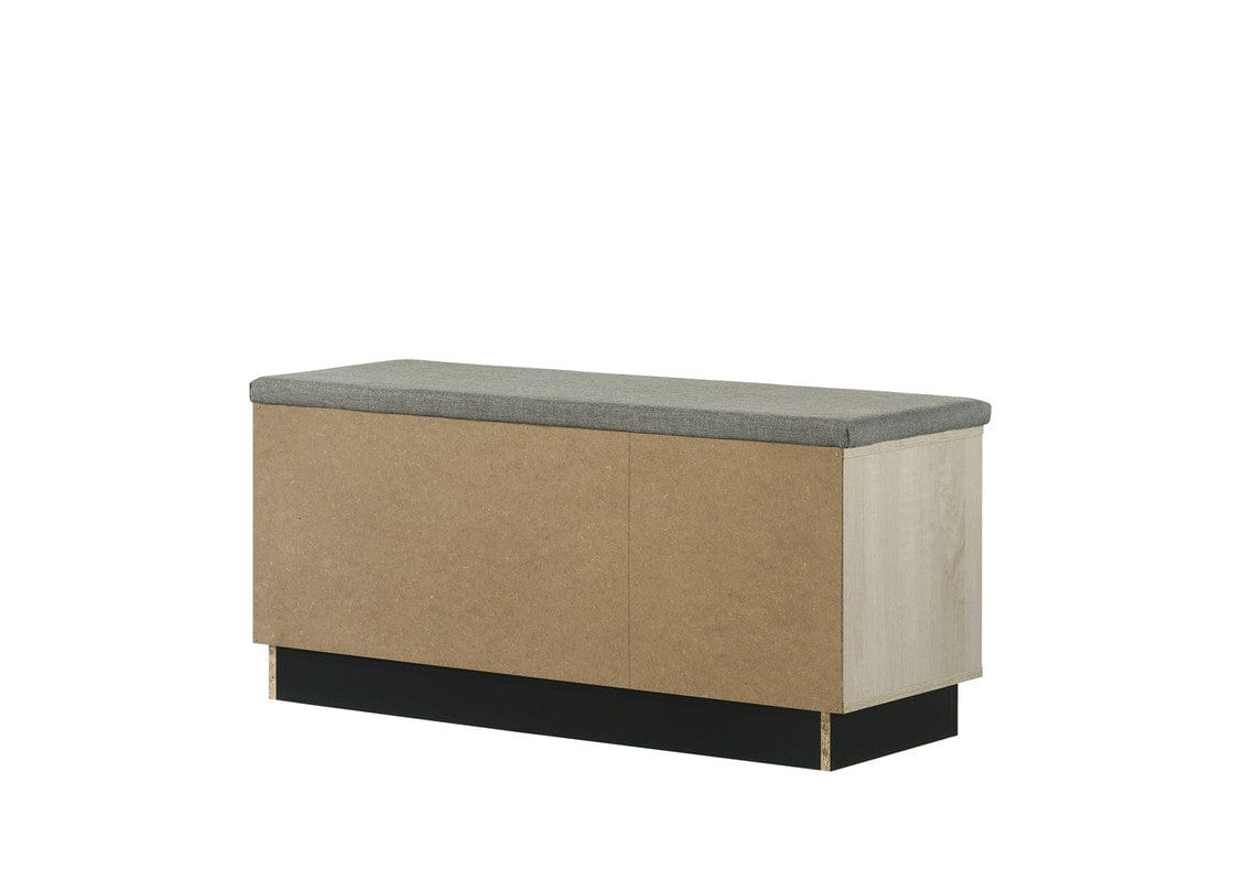 Willow & Hearth Brett 38.5"W Oak Finish Shoe Cabinet with Sliding Doors, Upholstered Top - Image 5